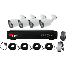 EVK-X4-BQH10B Комплект AHD видеонаблюдения на 4 уличные камеры, 720P, 2.8 мм